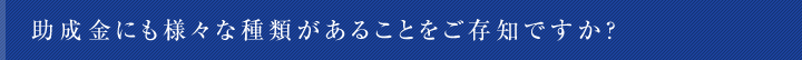 助成金にも様々な種類があることをご存知ですか?
